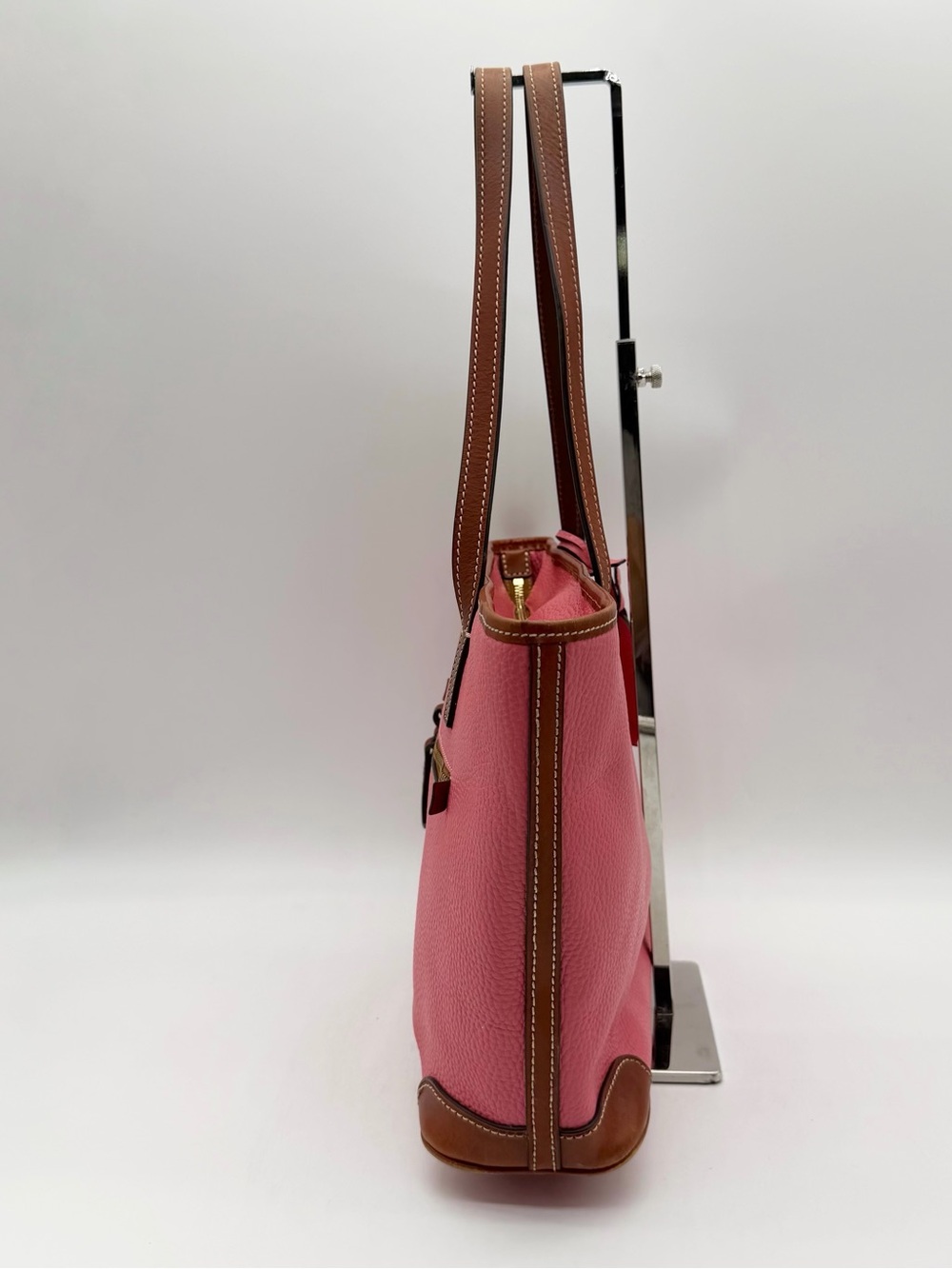 Dooney & Bourke Charleston Leather Tote Shoulder Bag Charm Bubble Gum Zip Large - Picture 5 of 14